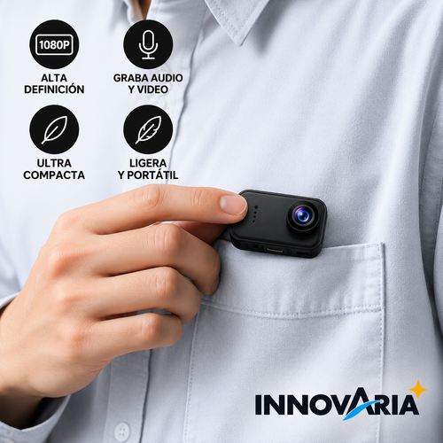 Mini Cámara de Seguridad Portátil 1080P — Compacta y Discreta